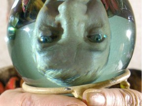 A turquoise crystal ball at a Psychic Fair.