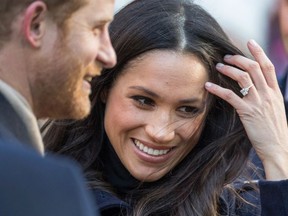 Prince Harry and fiancee Meghan Markle arrive at the Terrance Higgins Trust World AIDS Day charity fair at Nottingham Contemporary on December 1, 2017 in Nottingham, England. (Christopher Furlong/Getty Images)