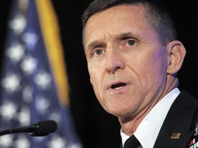 This file photo taken on Sept. 12, 2013 shows former Defense Intelligence Agency Director Michael Flynn speaking during the inaugural Intelligence Community Summit organized by the Intelligence and National Security Alliance (INSA)  in Washington, D.C.  (MANDEL NGAN/AFP/Getty Images)