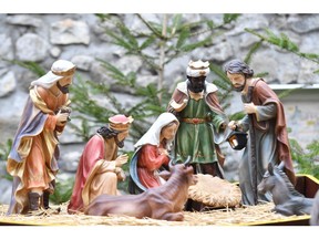 A picture taken in Luceram, southeastern France, on December 18, 2017 shows a Christ's nativity scene.
