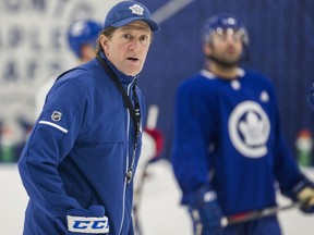 Toronto Maple Leafs head coach Mike Babcock during practice at the MasterCard Centre on Dec. 18, 2018