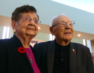 Leafs Legend and Hall of Fame Stanley Cup winner Johnny Bower celebrates his 93rd birthday with his wife Nancy at the Mandarin Restaurant in Mississauga on Wednesday November 8, 2017. Dave Abel/Toronto Sun/Postmedia Network