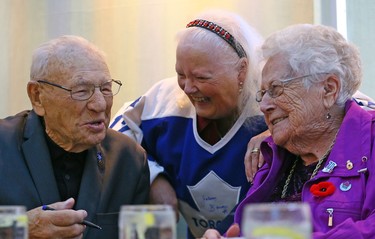 Leafs Legend and Hall of Fame Stanley Cup winner Johnny Bower celebrates his 93rd birthday at the Mandarin Restaurant in Mississauga on Wednesday November 8, 2017. Dave Abel/Toronto Sun/Postmedia Network