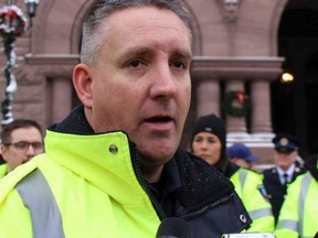 Jason Fraser, chair of the CUPE Ambulance Committee of Ontario, at Queen's Park on Tuesday, Dec. 12, 2017.