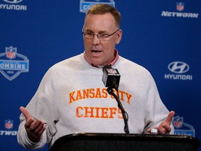 In this Feb. 25, 2016, file photo, Kansas City Chiefs general manager John Dorsey speaks during a news conference
