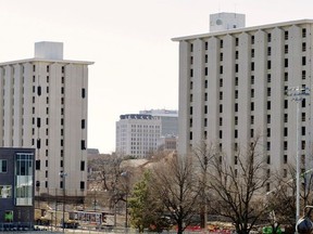 Pound, left, and Cather Halls on University of Nebraska-Lincoln city campus, on Tuesday, Dec. 19, 2017.