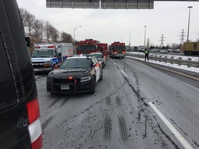 A pregnant woman, a child and one other adult has been rushed to hospital following a crash near Hwy. 403 and Mavis Rd. Friday morning.