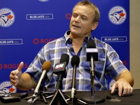 John Gibbons, manager of the Toronto Blue Jays, talks with members of the media at the Major League Baseball winter meetings on Dec. 13, 2017
