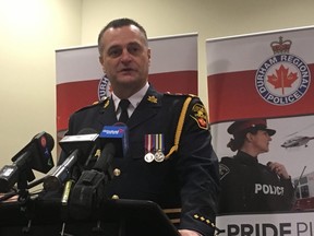 Durham Regional Police Chief Paul Martin announces arrests in a string of violent carjackings in Ajax on Friday, Dec. 1, 2017.
 (Kevin Connor/Toronto Sun)