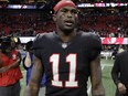 Falcons wide receiver Julio Jones walks off the field after a game against the Buccaneers in Atlanta on Nov. 26, 2017.