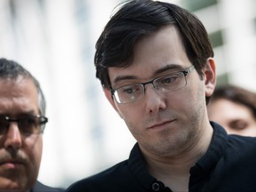 Former pharmaceutical executive Martin Shkreli pauses while speaking to the press after the jury issued a verdict in his case at the U.S. District Court for the Eastern District of New York, August 4, 2017 in the Brooklyn borough of New York City. Shkreli was found guilty on three of the eight counts involving securities fraud and conspiracy to commit securities and wire fraud. (Photo by Drew Angerer/Getty Images)