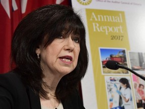Ontario auditor general Bonnie Lysyk talks about her annual report at a news conference in Toronto, Wednesday, Dec.6, 2017.