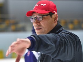 South Korean national team coach Jim Paek during practice in Feb. 2017