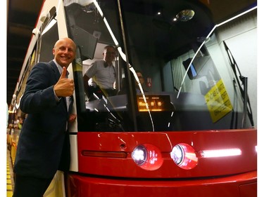 TTC CEO Andy Byford one of the first to board the new Streetcar at the Spadina Platform in Toronto on Sunday August 31, 2014. Dave Abel/Toronto Sun/QMI Agency