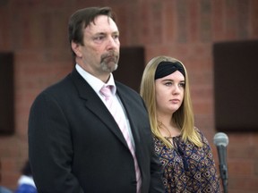 Brianna Brochu, the former University of Hartford student accused of smearing body fluids on her roommate's belongings, makes a brief appearance in Hartford Superior court on Monday, Dec. 18, 2017, with her attorney Tom Stevens. Her case was continued until January 29. Brochu, a Harwinton resident, has been charged by West Hartford police with breach of peace and criminal mischief.