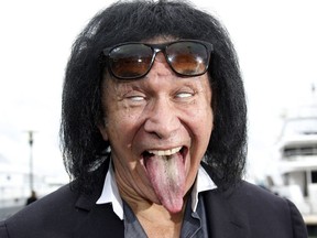 Gene Simmons sticks his tongue in this Oct. 14, 2014, file photo. (VALERY HACHE/AFP/Getty Images)