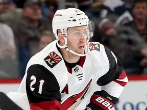 Derek Stepan and his Arizona Coyotes teammates played in Denver against the Colorado Avalanche on Dec. 27, 2017, before coming home to face the Maple Leafs on Dec. 28. (MATTHEW STOCKMAN/Getty Images)