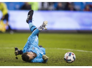 Seattle Sounders goalkeeper Stefan Frei during 1st half action against the Toronto FC at BMO Field in Toronto, Ont. on Saturday December 9, 2017.