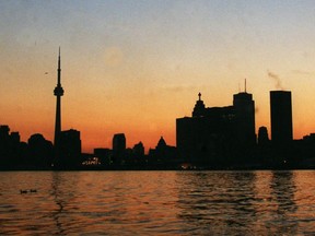 The Toronto skyline during the 2003 power blackout.