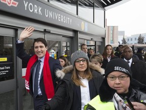 Prime Minister Justin Trudeau leaves after officially opening the York University subway line from Vaughan station,  on Friday December 15, 2017