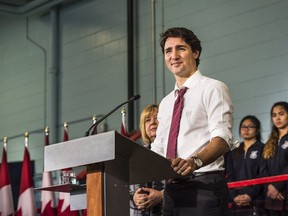 Prime Minister Justin Trudeau speaks to media about his first 100 days in office and announces the expansion of the Canada Summer Jobs Program at the Dovercourt Boys and Girls Club in Toronto on Friday, February 12, 2016.