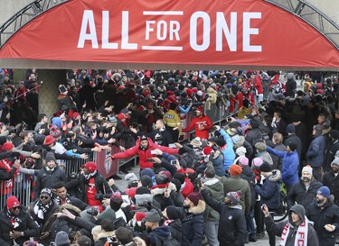 2017 MLS Championship parade on the downtown streets of Toronto. The Toronto FC team is greeted by thousands at Nathan Phillip's Square on Monday December 11, 2017. Veronica Henri/Toronto Sun/Postmedia Network