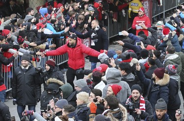 2017 MLS Championship parade on the downtown streets of Toronto. The Toronto FC team is greeted by thousands at Nathan Phillip's Square on Monday December 11, 2017. Veronica Henri/Toronto Sun/Postmedia Network