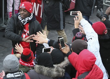 2017 MLS Championship parade on the downtown streets of Toronto. The Toronto FC team is greeted by thousands at Nathan Phillip's Square on Monday December 11, 2017. Veronica Henri/Toronto Sun/Postmedia Network