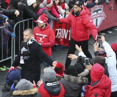 2017 MLS Championship parade on the downtown streets of Toronto. The Toronto FC team is greeted by thousands at Nathan Phillip's Square on Monday December 11, 2017. Veronica Henri/Toronto Sun/Postmedia Network