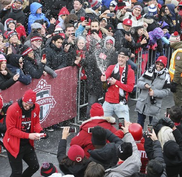 2017 MLS Championship parade on the downtown streets of Toronto. The Toronto FC team is greeted by thousands at Nathan Phillip's Square on Monday December 11, 2017. Veronica Henri/Toronto Sun/Postmedia Network