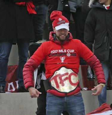 2017 MLS Championship parade on the downtown streets of Toronto. The Toronto FC team is greeted by thousands at Nathan Phillip's Square on Monday December 11, 2017. Veronica Henri/Toronto Sun/Postmedia Network