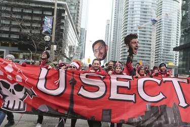 2017 MLS Championship parade on the downtown streets of Toronto. The Toronto FC team is greeted by thousands at Nathan Phillip's Square on Monday December 11, 2017. Veronica Henri/Toronto Sun/Postmedia Network