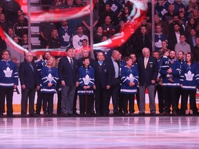 Toronto Maple Leafs honour legendary Leafs goalie Johnny Bower before a game against the Tampa Bay Lightning on Jan. 2, 2018