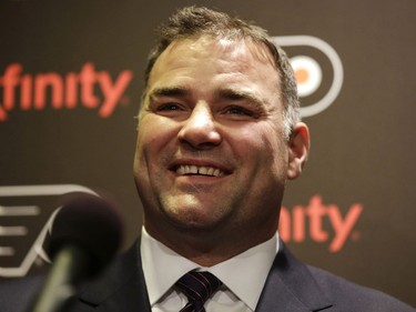 Eric Lindros at a news conference in Philadelphia on Nov. 20, 2014