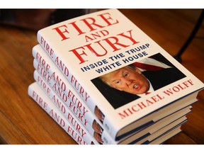 Copies of the book "Fire and Fury" by author Michael Wolff are displayed on a shelf at Book Passage on Jan. 5, 2018 in Corte Madera, Calif.  (Justin Sullivan/Getty Images)