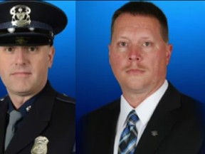 Michigan State Police Trooper Daniel Thayer, left, and Sgt. Aaron Steensma were shot while investigating a cold case.