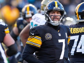 Ben Roethlisberger of the Pittsburgh Steelers looks on against the Jacksonville Jaguars during the second half of the AFC Divisional Playoff game at Heinz Field on January 14, 2018 in Pittsburgh, Pennsylvania. (Kevin C. Cox/Getty Images)