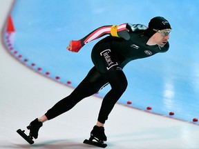 Ted-Jan Bloemen competes during the men's 5,000 meters distance at the Speed Skating World Cup in Erfurt, central Germany, Saturday, Jan. 20, 2018. (AP Photo/Jens Meyer)