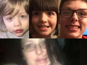 Lindsey Bonchek, 36, her daughter Madeline, 9, and her son Jackson, 4, were all killed in an Oshawa house fire on Monday, Jan. 8, 2018. Ben Bonchek, 16 (top right), survived the fire.