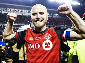 Toronto FC midfielder Michael Bradley (4) celebrates Toronto FC winning MLS Cup in Toronto, Ont. on Saturday December 9, 2017. Craig Robertson/Toronto Sun/Postmedia Network