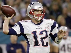 In this Feb. 5, 2017 file photo, New England Patriots quarterback Tom Brady prepares to pass against the Atlanta Falcons during the first half of the NFL Super Bowl 51 football game in Houston. Tom Brady's missing jersey from the Super Bowl has been found in the possession of a member of the international media.