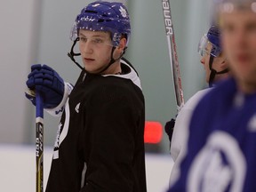 Travis Dermott during Maple Leafs practice at the MasterCard Centre on Jan. 9, 2018