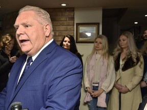 Former Toronto city councillor Doug Ford holds a news conference in Toronto, Monday, Jan.29, 2018 as family members look on. Ford announced his intention to run for leader of the Ontario Conservative party.THE CANADIAN PRESS/Frank Gunn