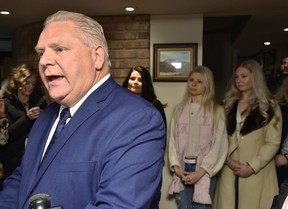 Former Toronto city councillor Doug Ford holds a news conference in Toronto, Monday, Jan.29, 2018 as family members look on. Ford announced his intention to run for leader of the Ontario Conservative party.THE CANADIAN PRESS/Frank Gunn