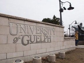 A student walks off campus at the University of Guelph in Guelph, Ontario on Friday March 24, 2017.