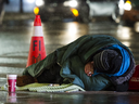 A homeless person is seen in downtown Toronto, on Wednesday, January 3, 2018.