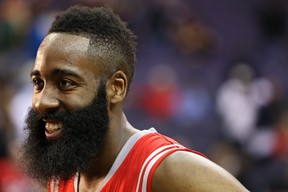The Houston Rockets' James Harden is our pick for NBA MVP halfway through the season. (GETTY IMAGES)