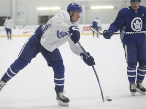 A snapshot by Toronto Maple Leafs' Auston Matthews during practice at the MCC in Toronto on Monday January 15, 2018. Jack Boland/Toronto Sun