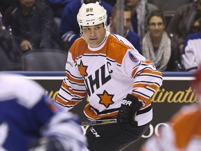 Eric Lindros cruising the ice at the Hockey Hall of Fame Legends Classic Game at the ACC in Toronto on Sunday November 13, 2016. (Jack Boland/Toronto Sun)