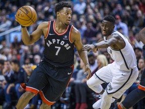 Toronto Raptors guard Kyle Lowry during NBA action against the Brooklyn Nets at the Air Canada Centre on Dec. 15, 2017